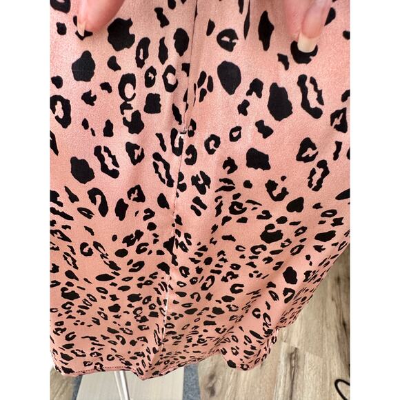 Reformation Silk Cheetah Mini Dress Pink/Black US 6 Spaghetti Strap - Picture 7 of 13